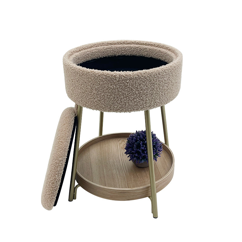Okrągły puf z tacą i schowkiem